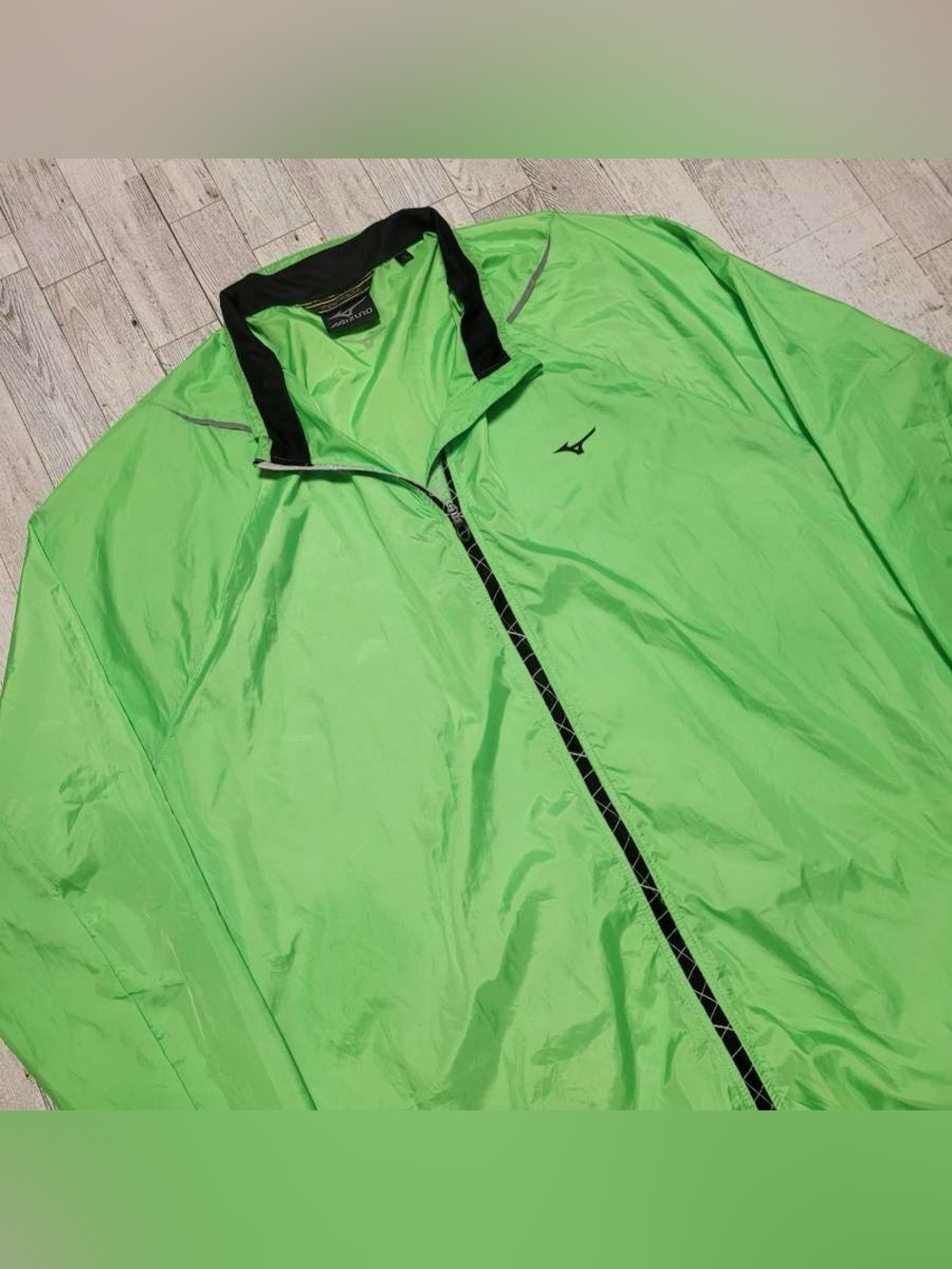 Mizuno Impermalite Zip Up Lime Green Light Running Windbreaker Jacket Men's XL